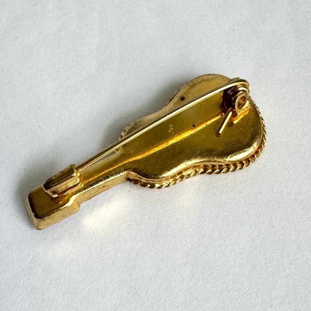 Vintage Micro Mosaic Guitar Brooch Mandolin Instrument Pin Italy Italian Glass - Picture 7 of 9